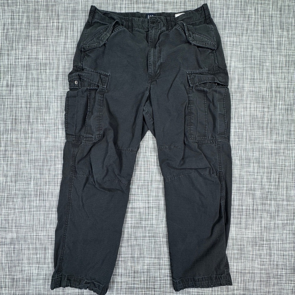 Gap Mens Ripstop Cargo Pants Black 32x30 Utility Multi Pocket Streetwear